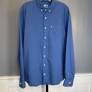Johnnie-O Button Up Mens Large Blue Plaid Hangin Out‎ Finley Casual Shirt